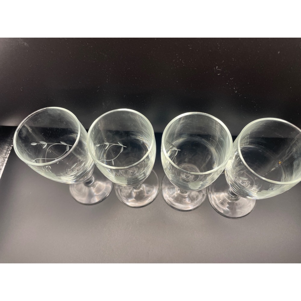 4 Vintage Princess House Heritage Floral Glass Wine Water Goblets Stemware 5" - Picture 4 of 5